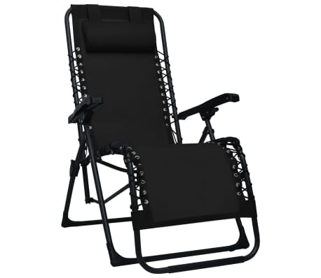 vidaXL Sulankstomos terasos kėdės, 2vnt., juodos spalvos, tekstilenas