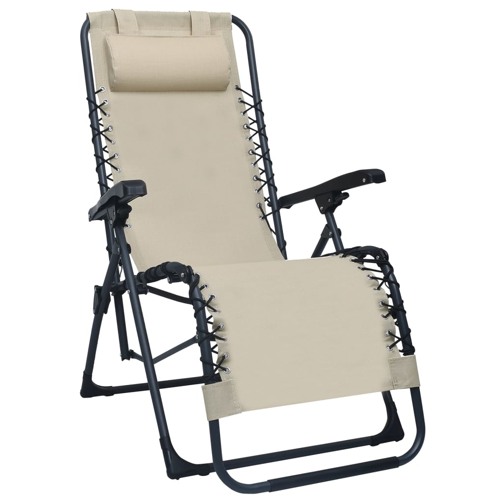 

vidaXL Terrasstoelen 2 st inklapbaar textileen crèmekleurig