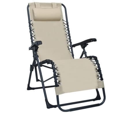 vidaXL Sulankstomos terasos kėdės, 2vnt., kreminės, tekstilenas