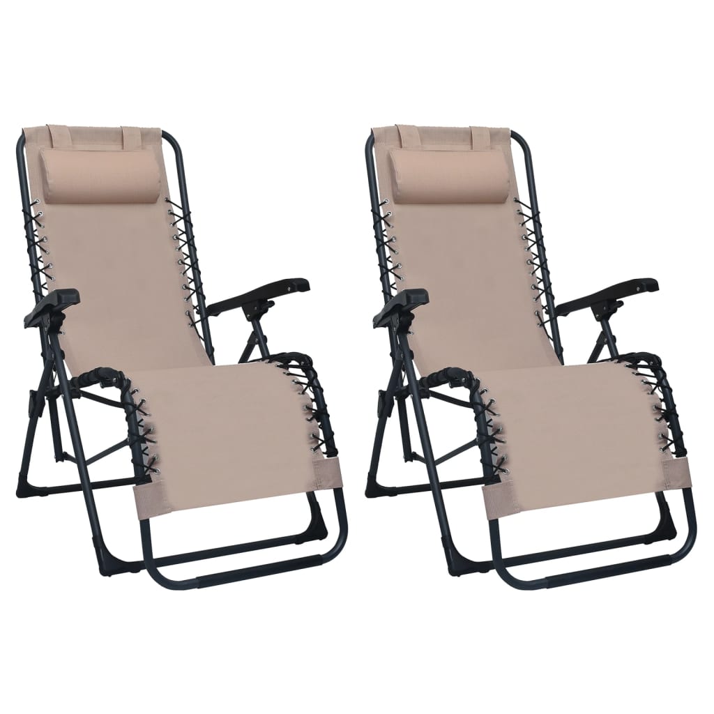 salokāmi pludmales krēsli, 2 gab., pelēkbrūns tekstilēns | Stepinfit.lv