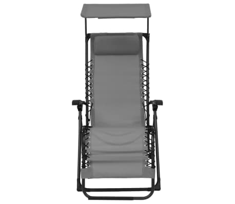 vidaXL Folding Deck Chair Textilene Gray