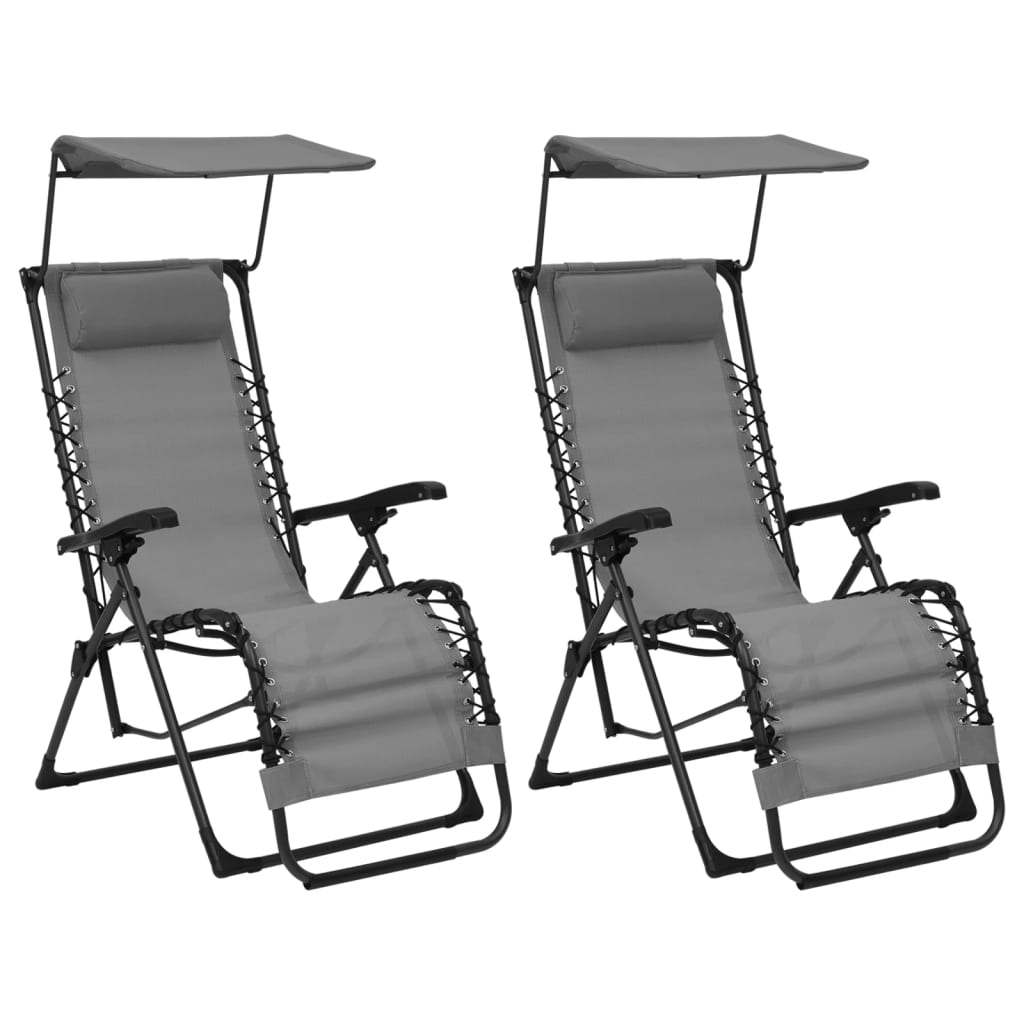 Klappbare Liegestühle 2 Stk. Textilene Grau kaufen