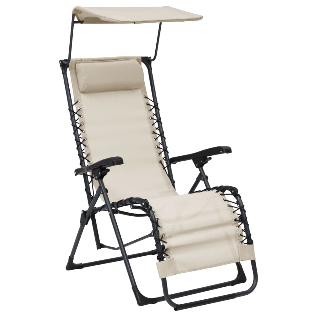 

vidaXL Terrasstoelen 2 st inklapbaar textileen crèmekleurig