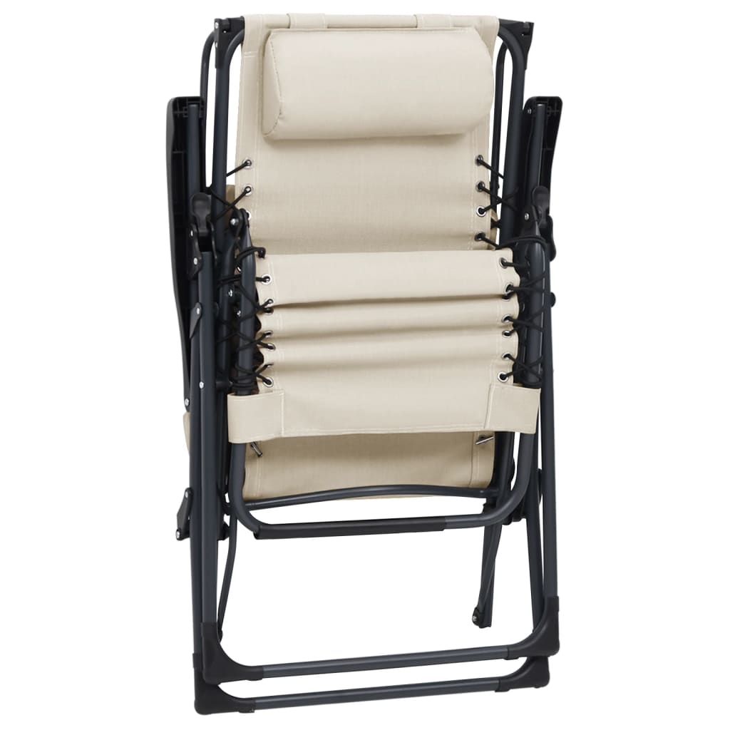  Skladacie terasové stoličky 2 ks textilénové krémové