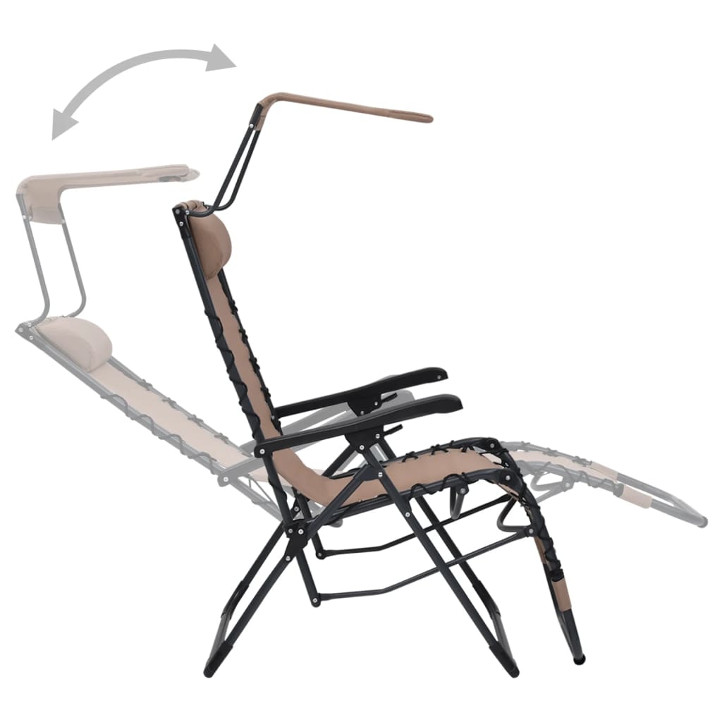  Skladacie terasové stoličky 2 ks textilénové sivohnedé