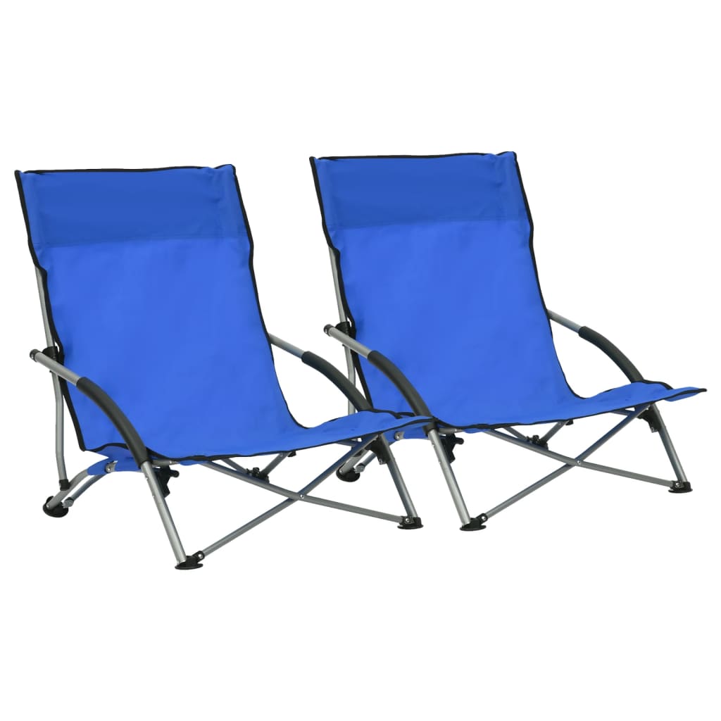 Sillas de playa plegables 2 unidades tela azul