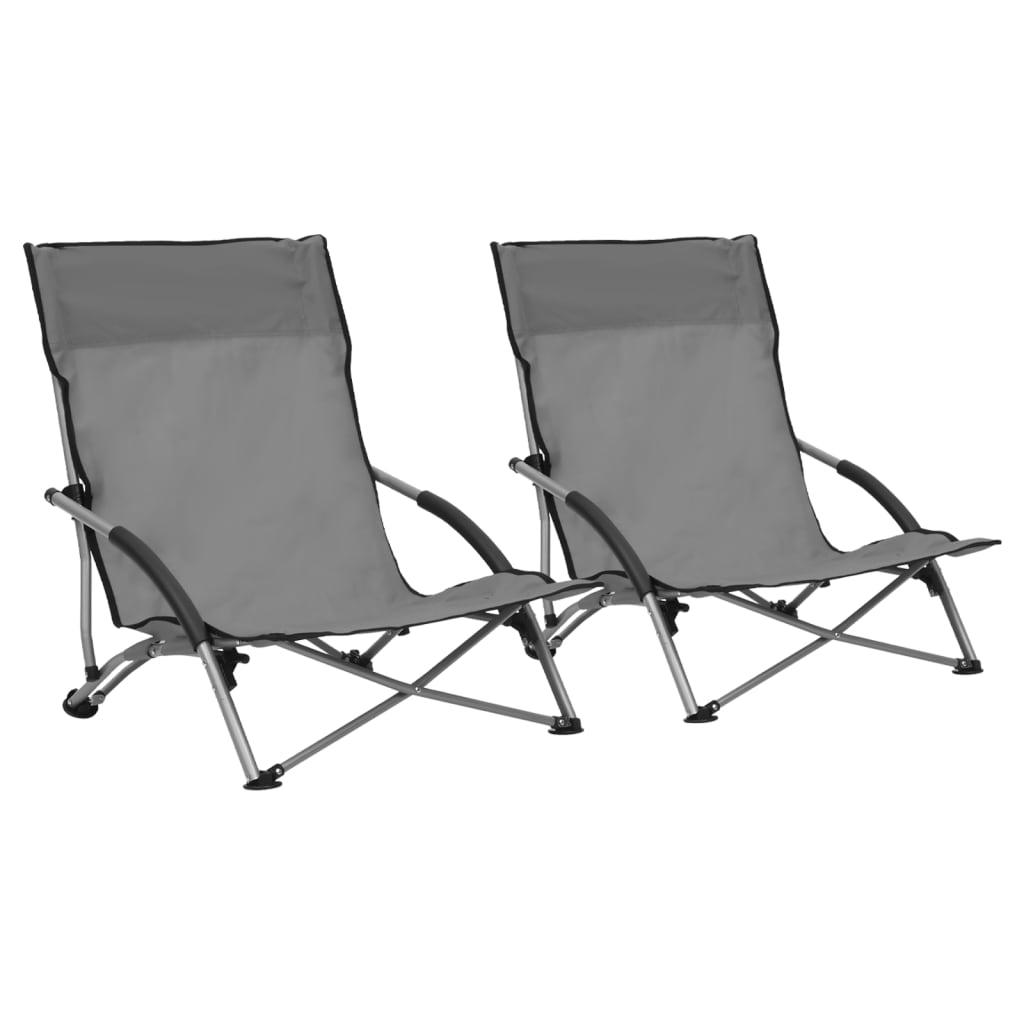  Skladacie plážové stoličky 2 ks sivé látka