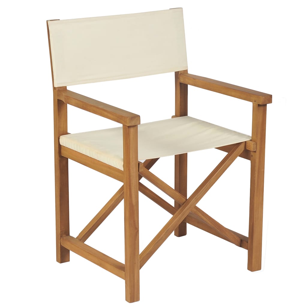 

vidaXL Folding Director's Chair Solid Teak Wood Cream White