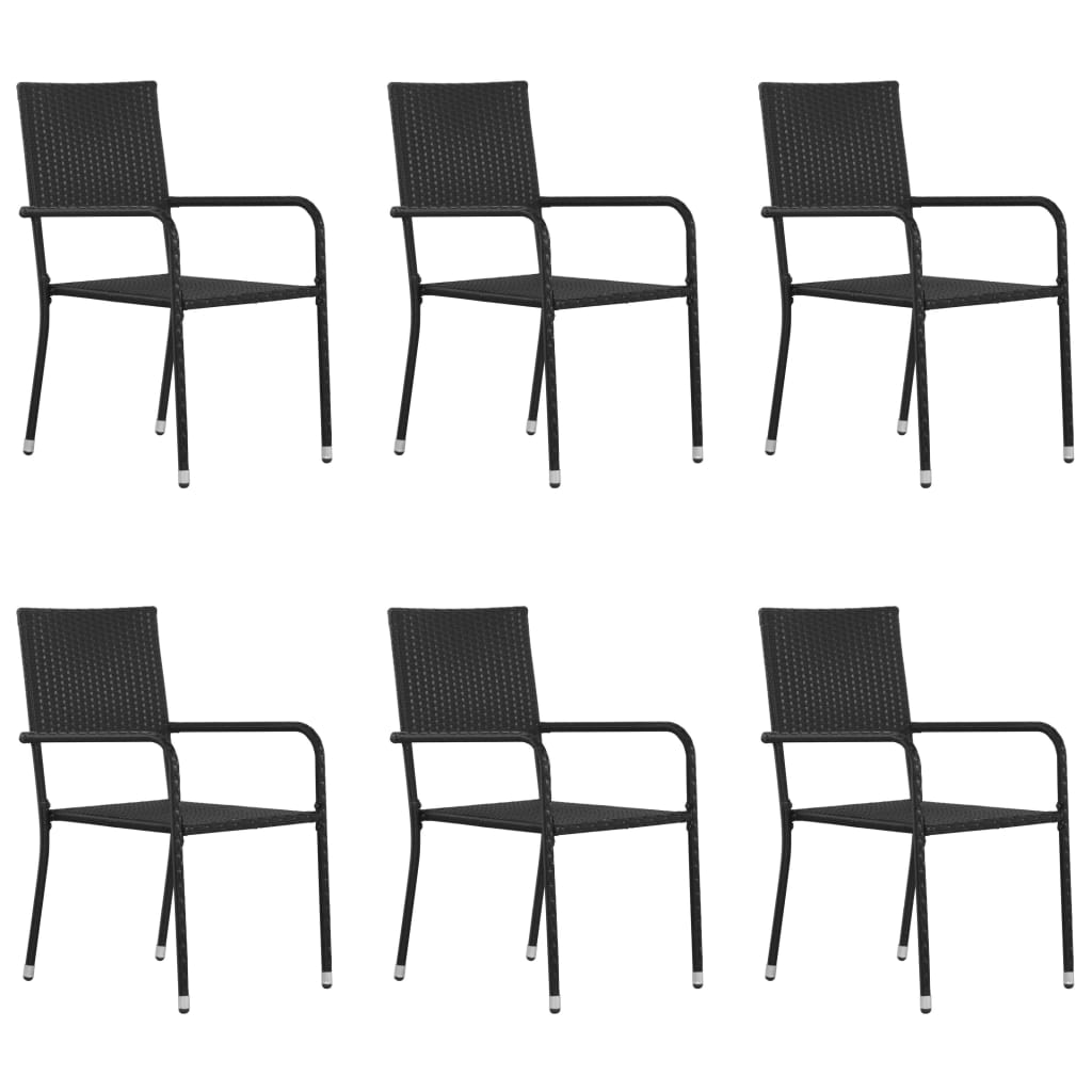 Zahradní jídelní židle 6 ks polyratan černé