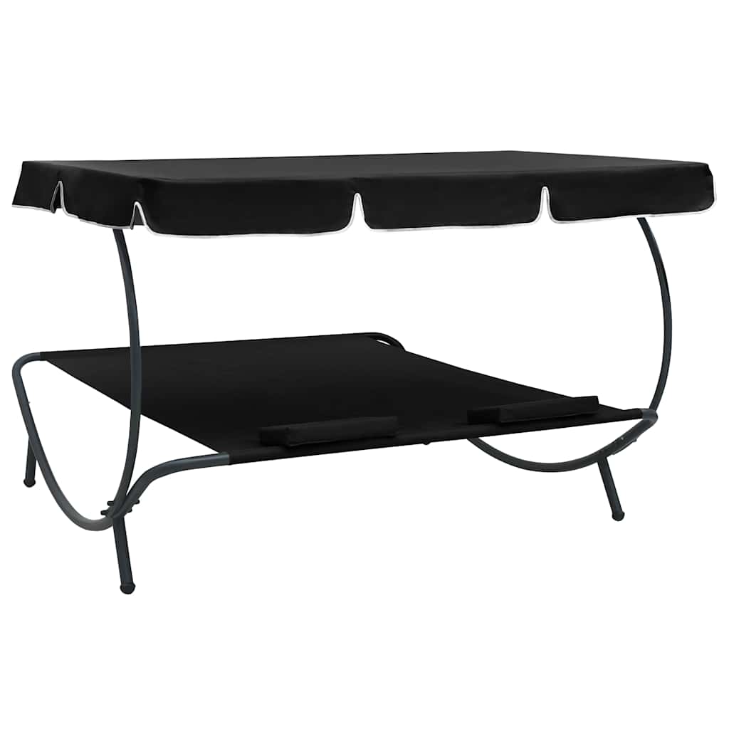 Outdoor Double Chaise Lounge Patio Lounge Bed with Canopy and Pillows vidaXL - Picture 12 of 56