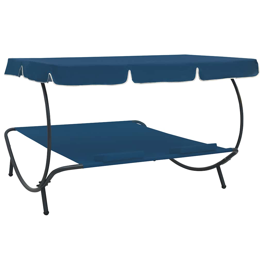 Outdoor Double Chaise Lounge Patio Lounge Bed with Canopy and Pillows vidaXL - Picture 19 of 56