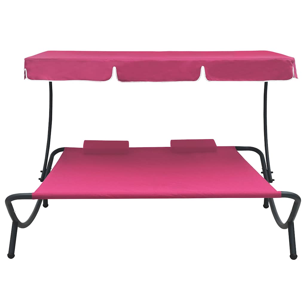 vidaXL Aurinkovuode katoksella ja tyynyillä pinkki