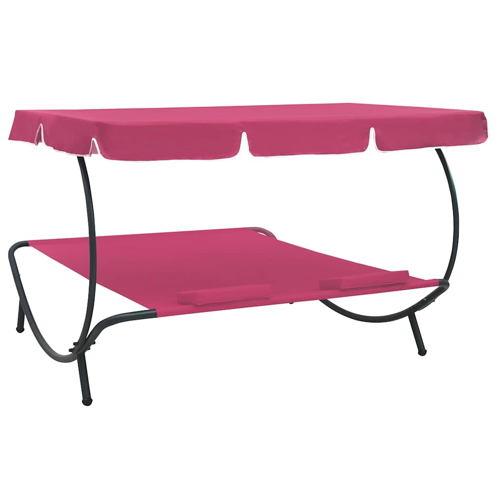 Outdoor Double Chaise Lounge Patio Lounge Bed with Canopy and Pillows vidaXL - Picture 54 of 56