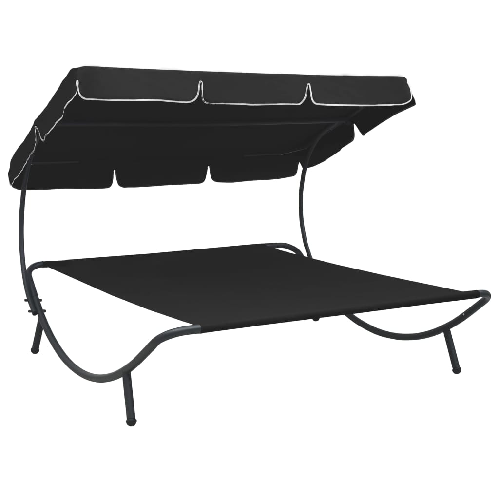  Outdoor Lounge Bed with Canopy Outdoor Seating Garden Daybed Sun Bed vidaXL