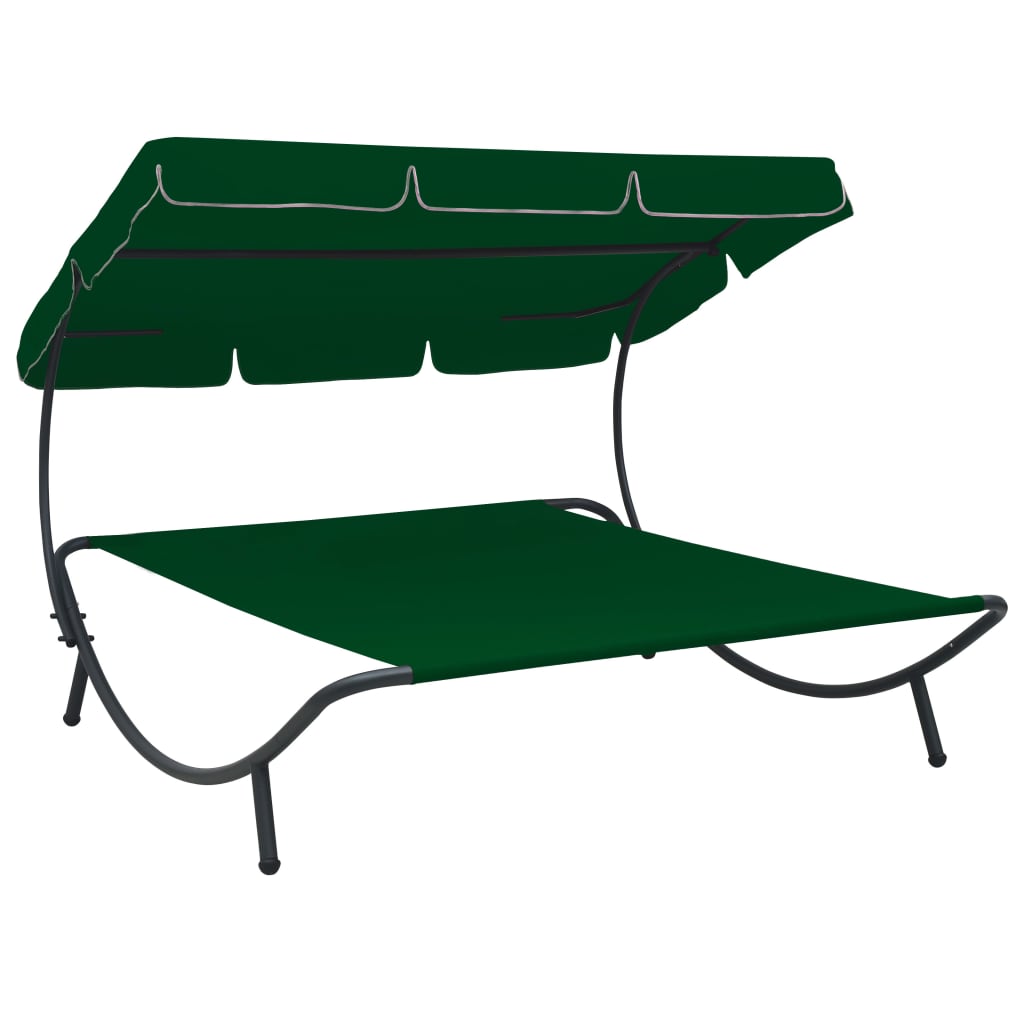 Outdoor Lounge Bed with Canopy Green