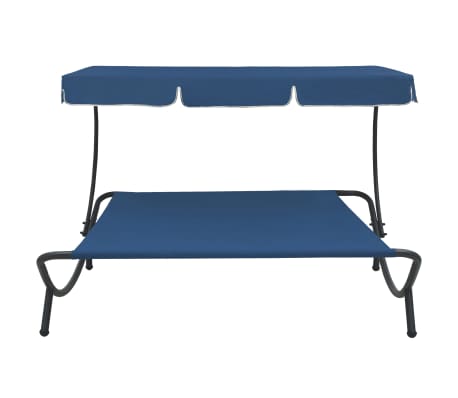 vidaXL Vrtni ležalnik s streho moder