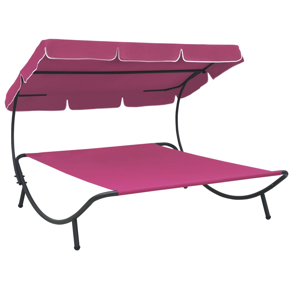 Outdoor Lounge Bed with Canopy Pink