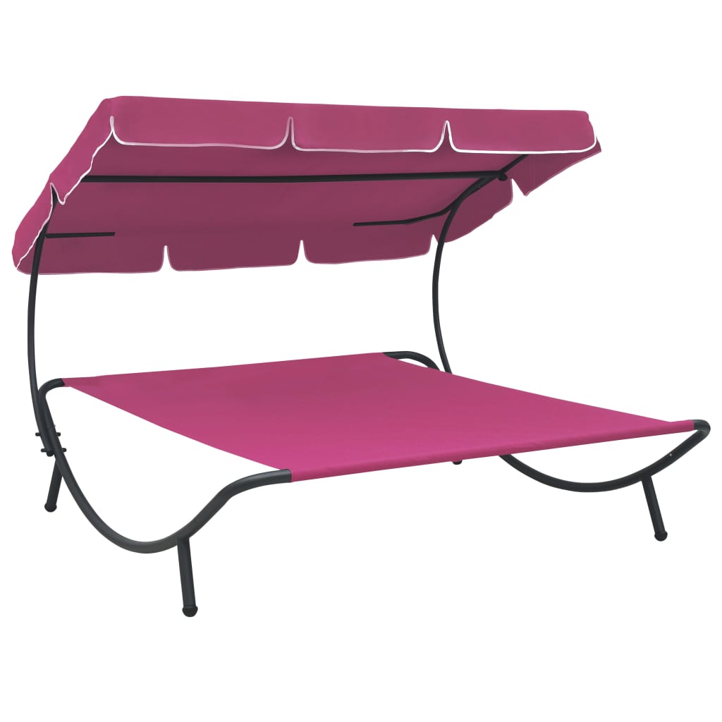  Outdoor Lounge Bed with Canopy Outdoor Seating Garden Daybed Sun Bed vidaXL