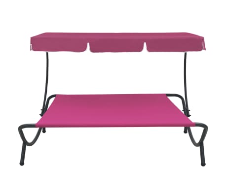 vidaXL Lit de repos d'ext&eacute;rieur avec auvent rose