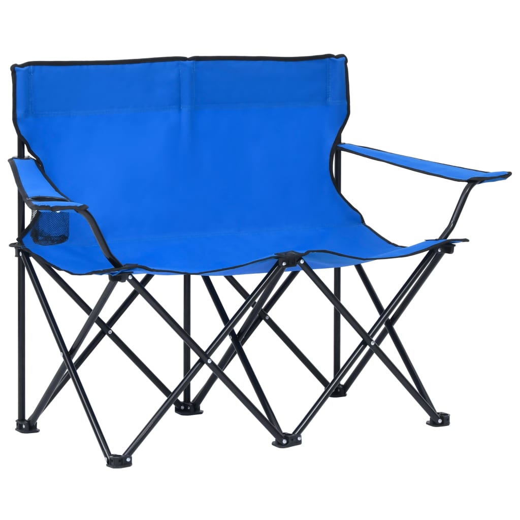 2-sits hopfällbar campingstol stål och tyg blå