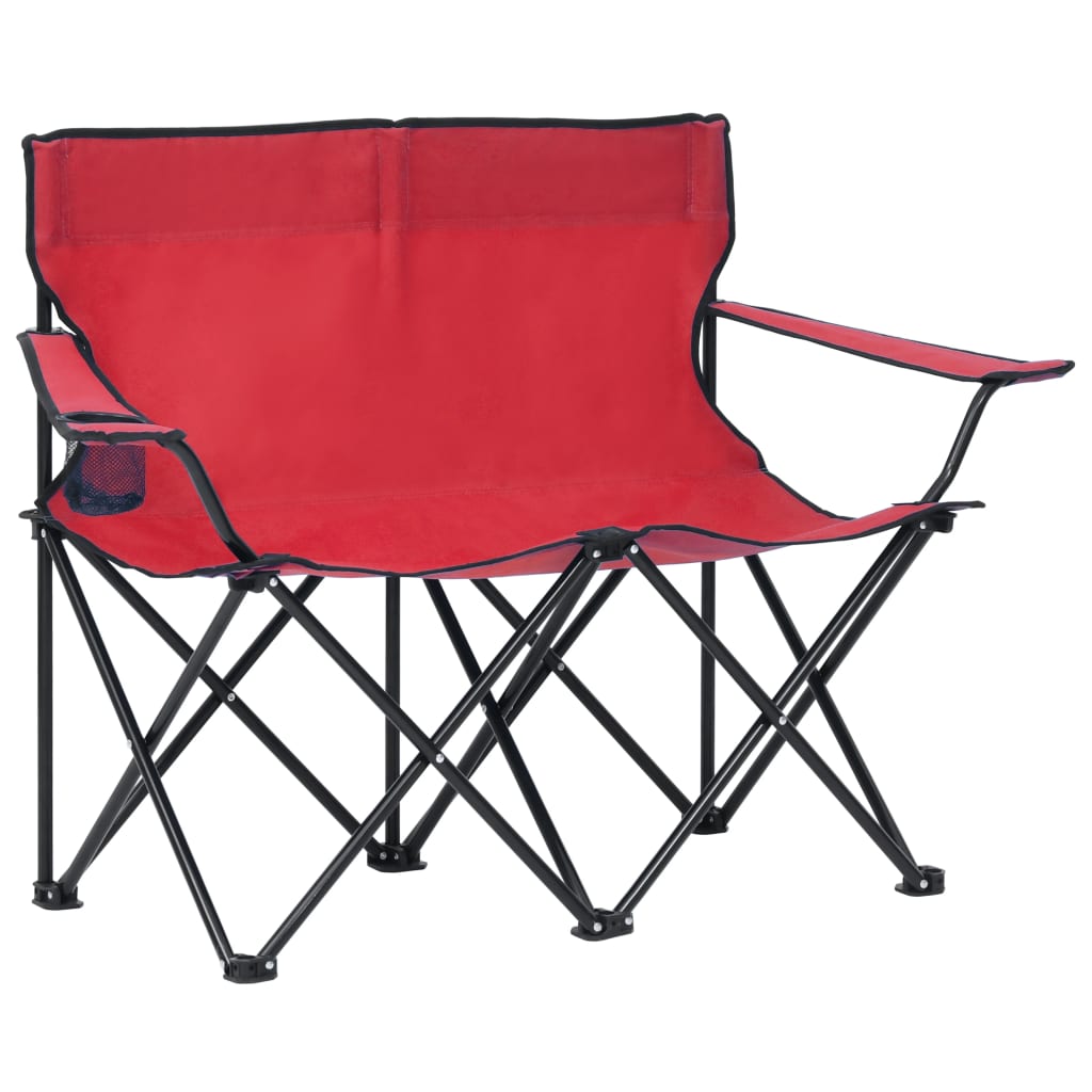 vidaXL Scaun de camping pliabil, 2 locuri, roșu, oțel și textil vidaxl.ro