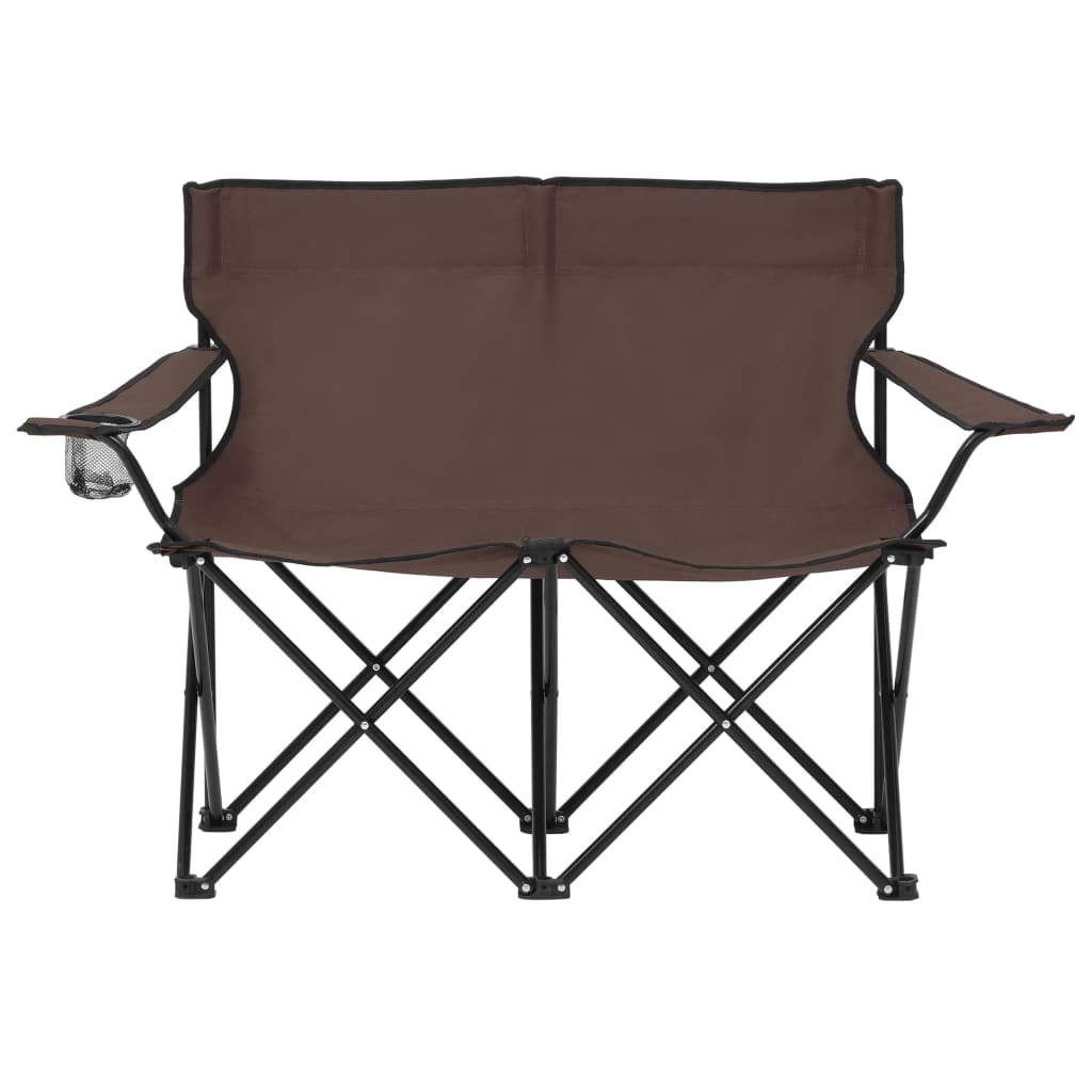 vidaXL Sklopiva stolica za kampiranje za 2 osobe čelik i tkanina smeđa