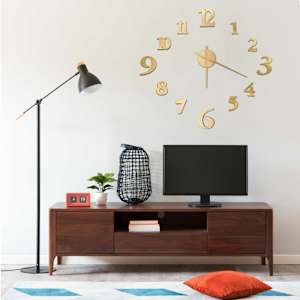 3D nástěnné hodiny moderní design zlaté 100 cm XXL