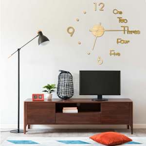 3D nástěnné hodiny moderní design zlaté 100 cm XXL - obrázek 1