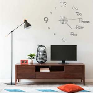 3D stenska ura moderna srebrna 100 cm XXL