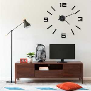 3D Nástěnné hodiny moderní design černé 100 cm XXL