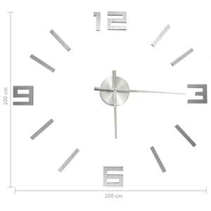 3D nástěnné hodiny moderní design stříbrné 100 cm XXL - obrázek 5