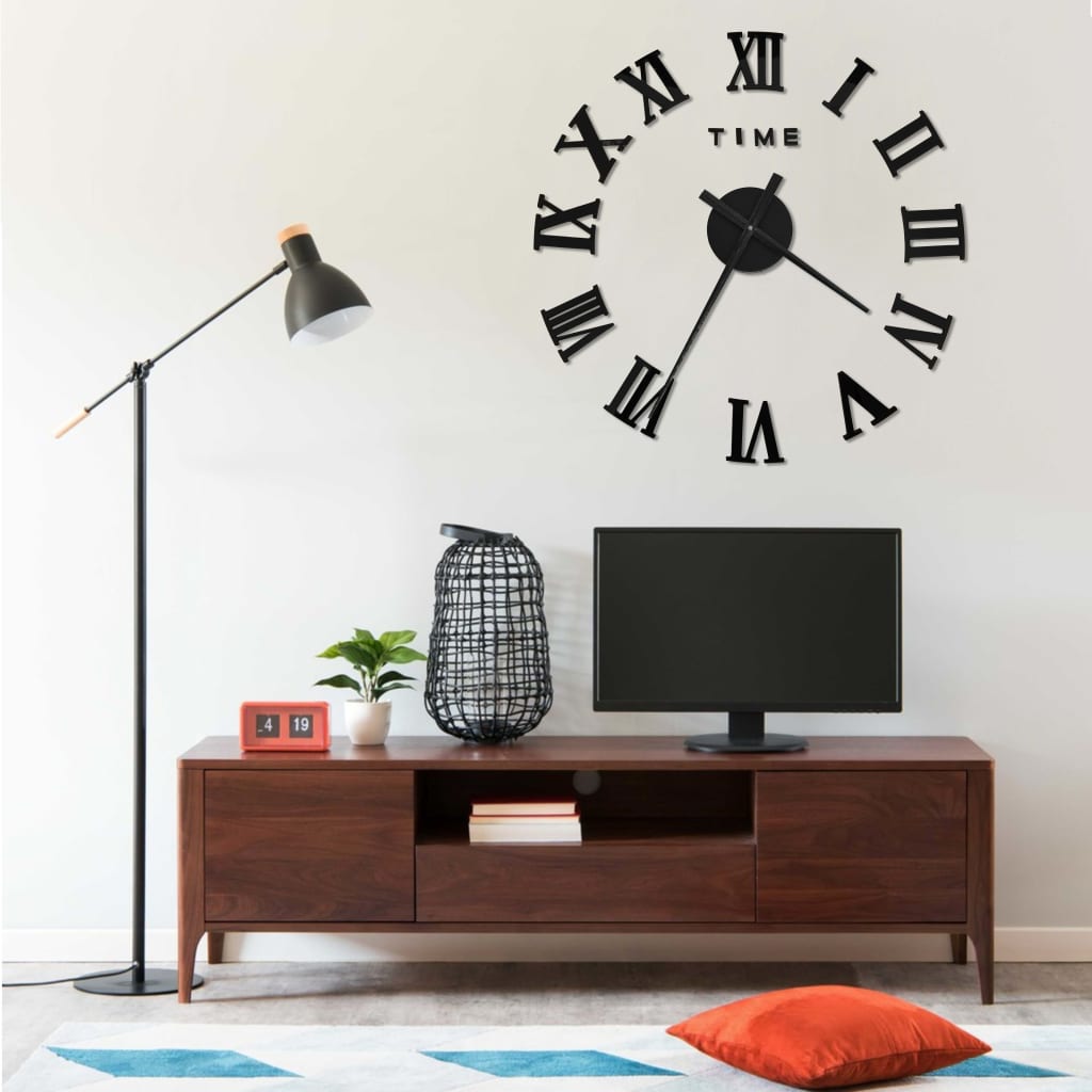 vidaXL Ceas de perete 3D, negru, 100 cm, XXL, design modern Casă & grădină > Decorațiuni casă și accesorii > Ceasuri > Ceasuri de perete