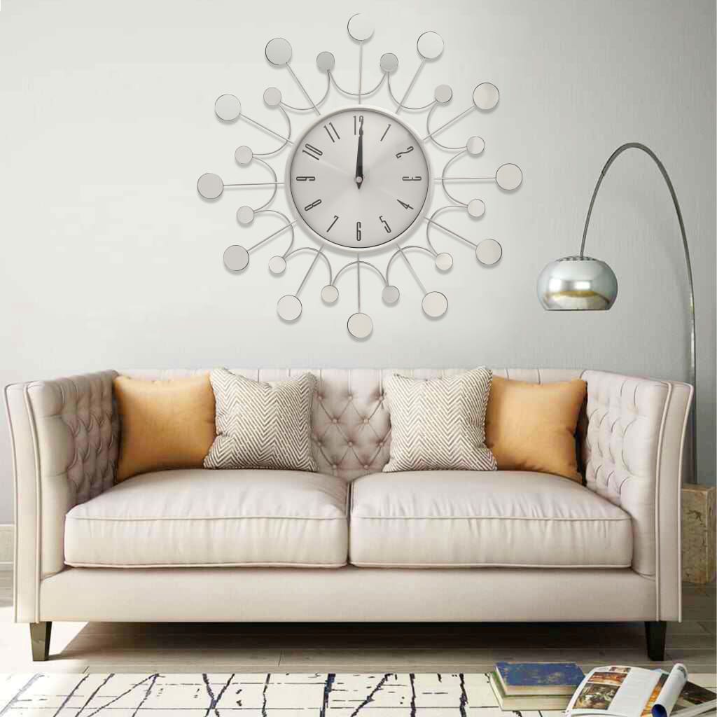 vidaXL Ceas de perete, argintiu, 40 cm, metal Casă & grădină > Decorațiuni casă și accesorii > Ceasuri > Ceasuri de perete