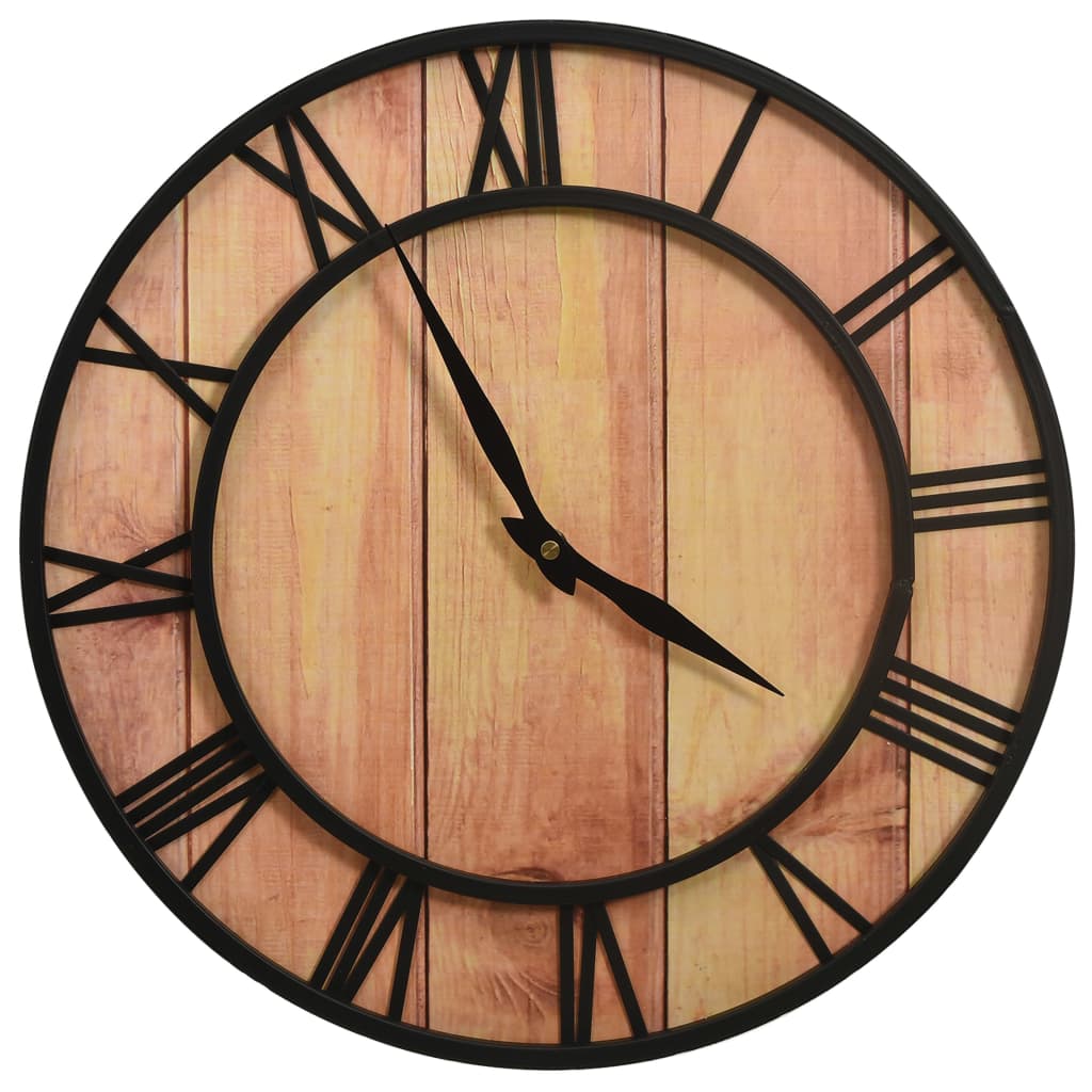 vidaXL 325172  Wall Clock 39 cm Brown and Black MDF and Iron