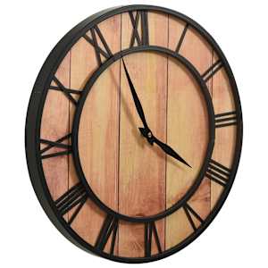 325172 vidaXL Wall Clock 39 cm Brown and Black MDF and Iron - obrázek 3