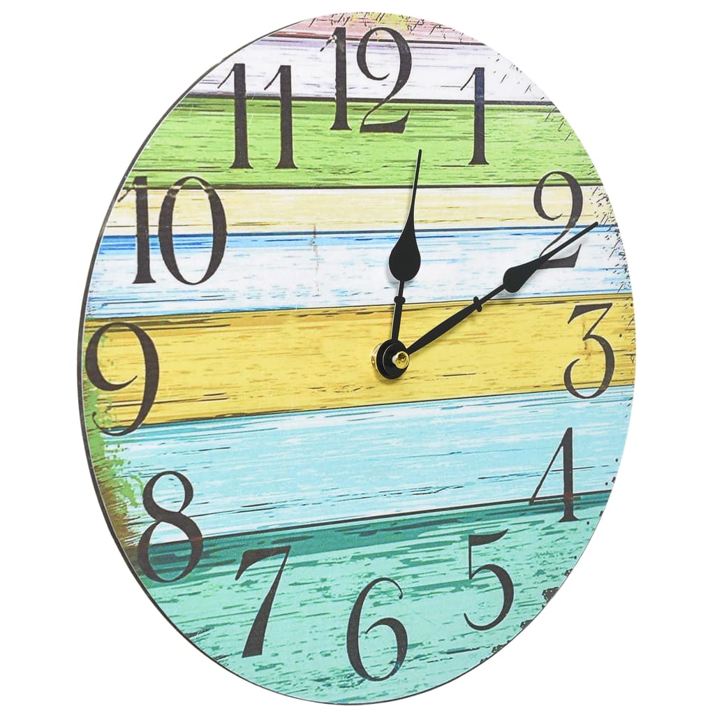 vidaXL Reloj de pared de MDF multicolor 30 cm