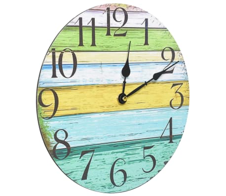 vidaXL Reloj de pared de MDF multicolor 30 cm