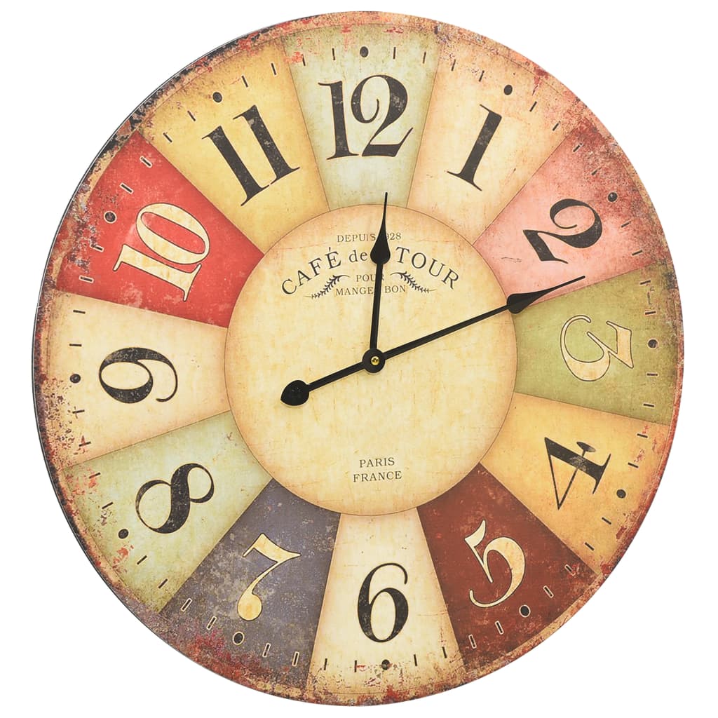 vidaXL Vintage nástenné hodiny 60 cm rôznofarebné