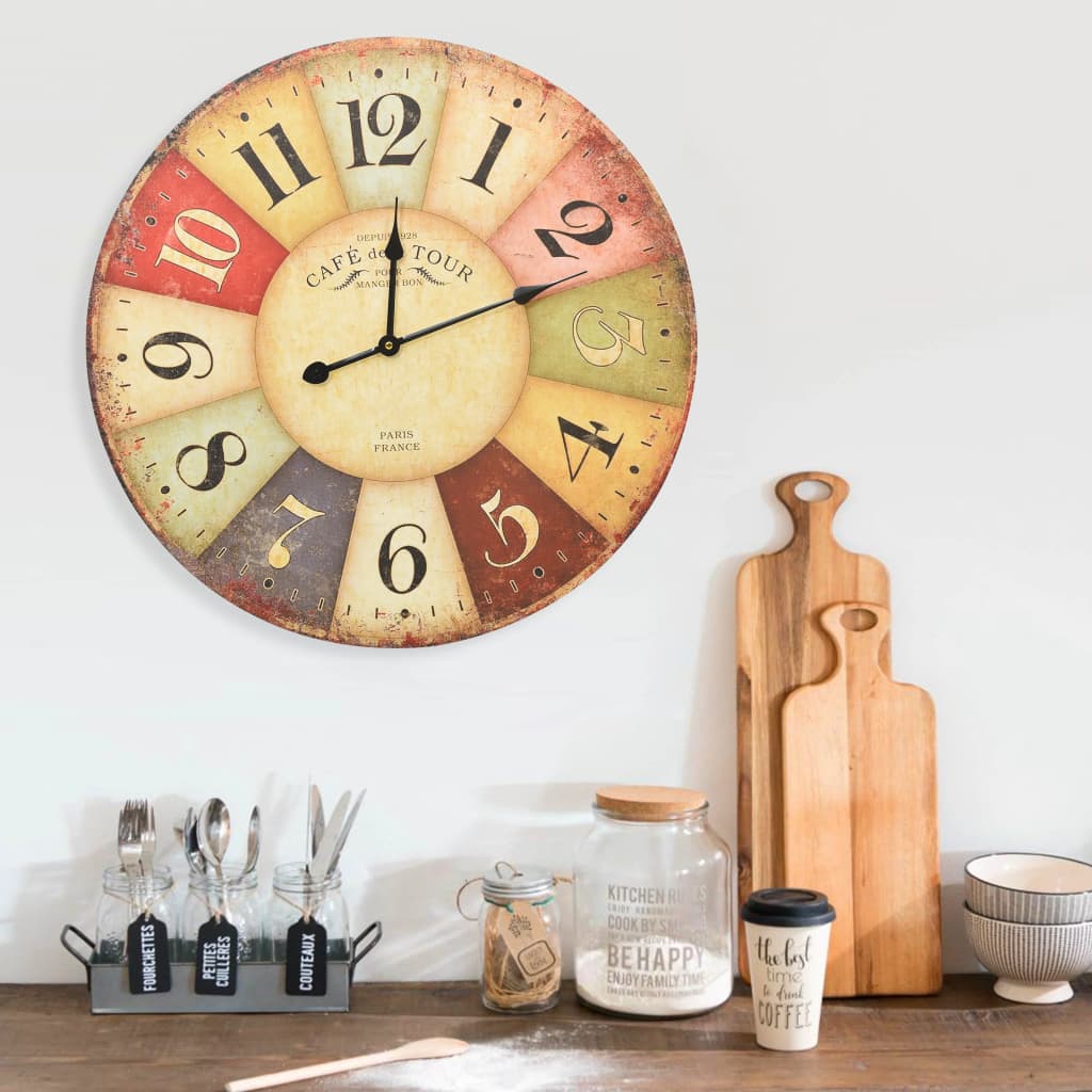 vidaXL Ceas de perete vintage colorat, 60 cm Casă & grădină > Decorațiuni casă și accesorii > Ceasuri > Ceasuri de perete