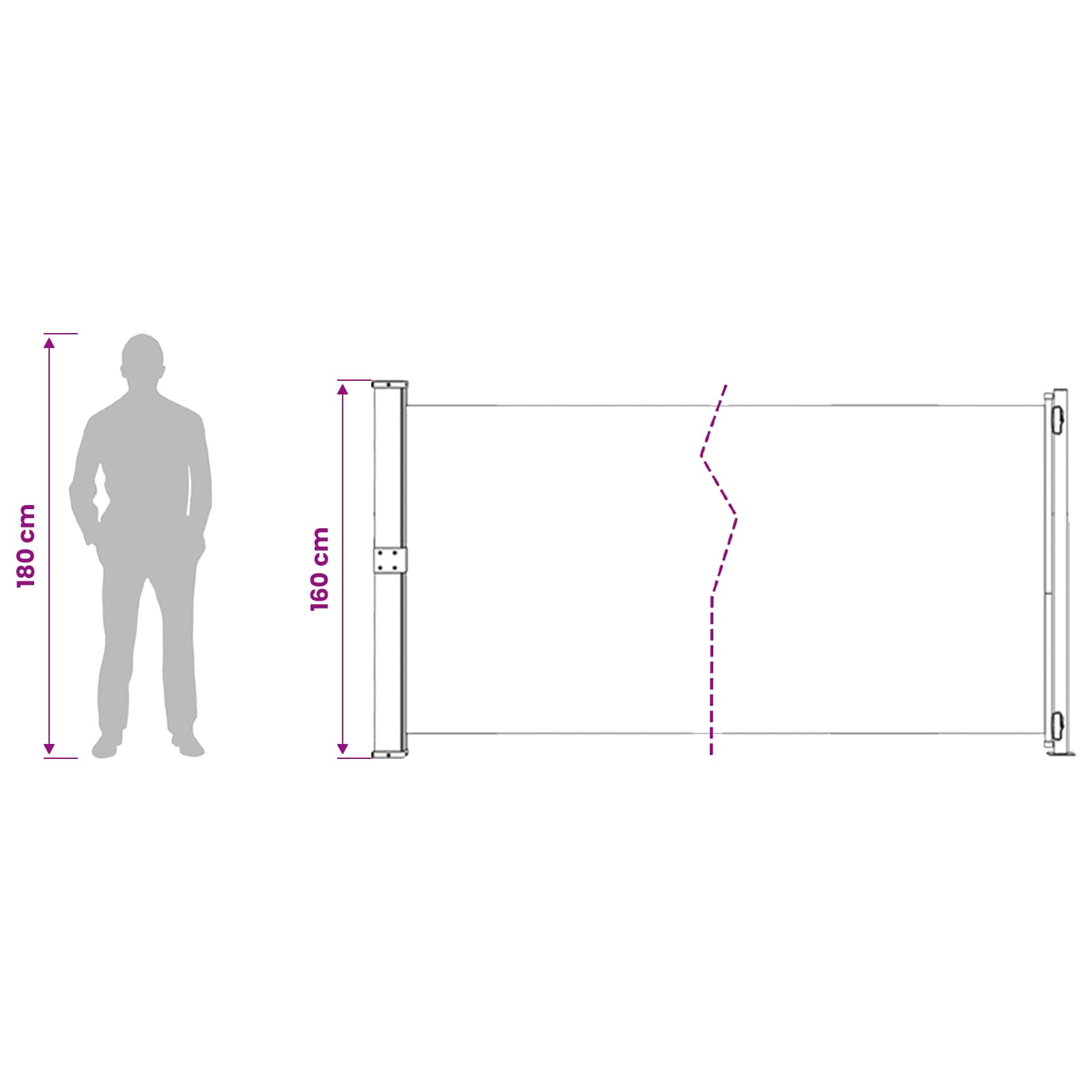 Patio Retractable Side Awning size guide
