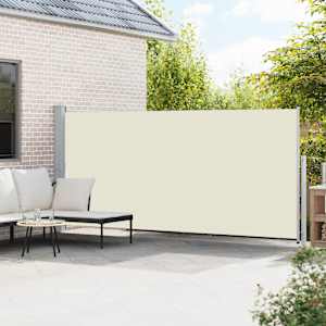 vidaXL Ištraukiama šoninė kiemo markizė, kreminės spalvos, 600x170cm