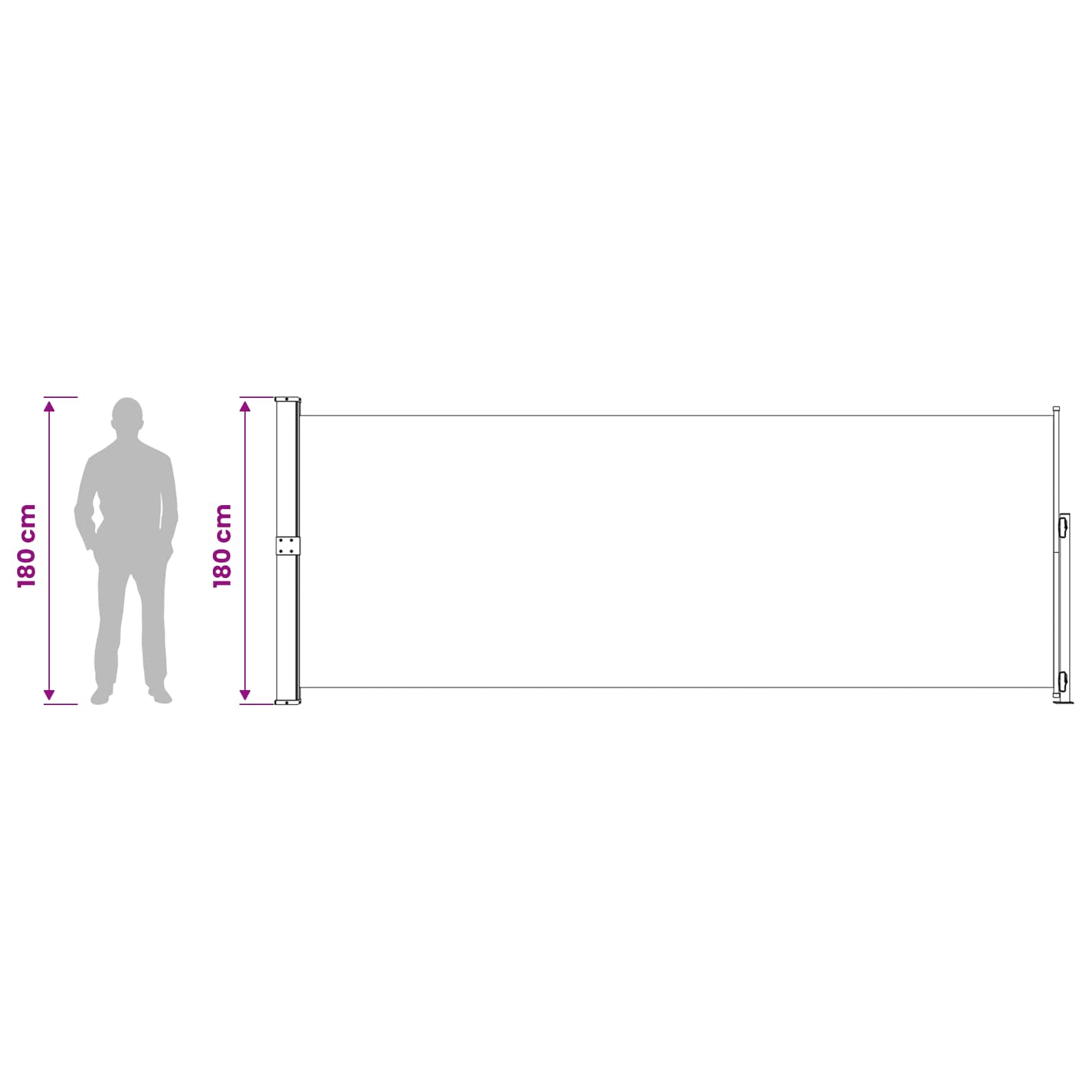Patio Retractable Side Awning size guide