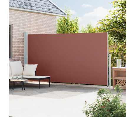 vidaXL Toldo lateral retr&aacute;ctil para patio marr&oacute;n 200x500 cm