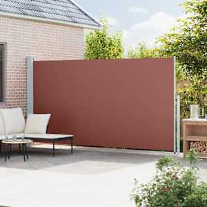 vidaXL Toldo lateral retr&aacute;ctil para patio marr&oacute;n 200x500 cm