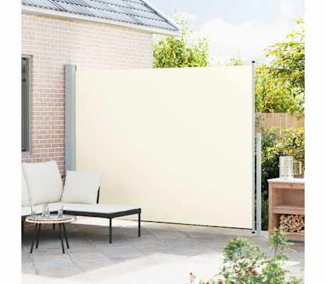 vidaXL Ištraukiama šoninė kiemo pertvara, kreminės spalvos, 220x300cm