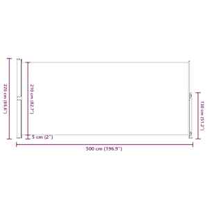 Zložljiva stranska tenda za teraso 220x500 cm siva - slika 9