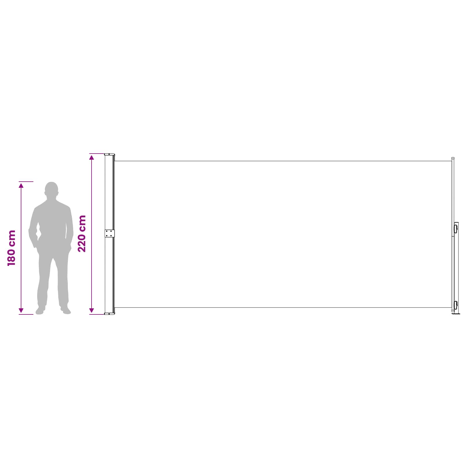 vidaXL Seitenmarkise Ausziehbar 220x514 cm Grau – Bild 11