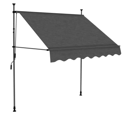 vidaXL Manual Retractable Awning with LED 78.7" Anthracite