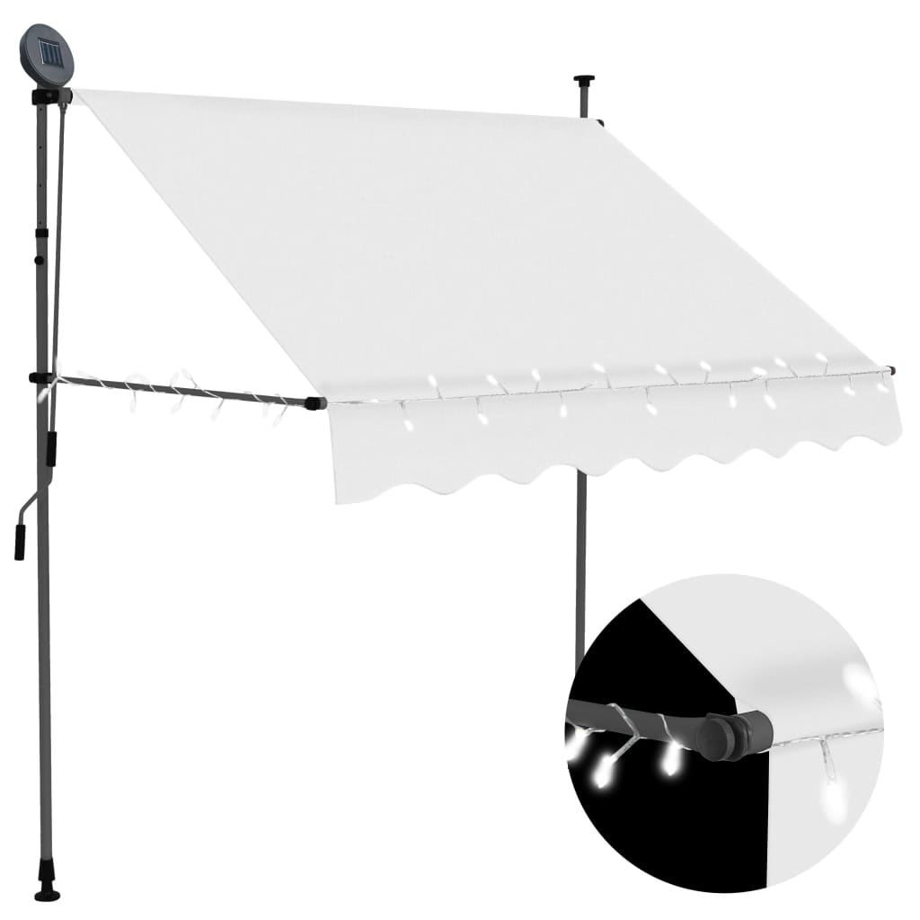 

vidaXL Manual Retractable Awning with LED 78.7" Cream