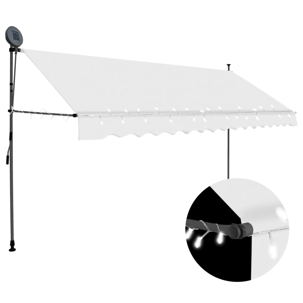 

vidaXL Manual Retractable Awning with LED 137.8" Cream